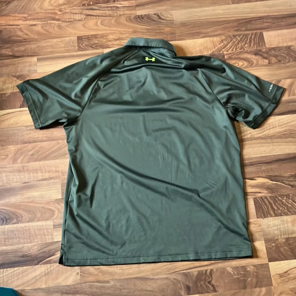 Men’s Green Under Armor Heat Gear Polo Short Sleeve Tee, Size XL - Picture 6 of 6